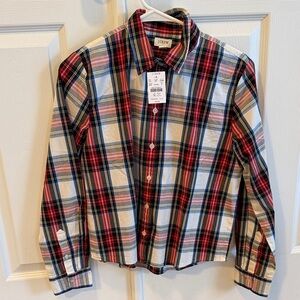 J. Crew Factory Red and Blue Plaid Button Down Shirt